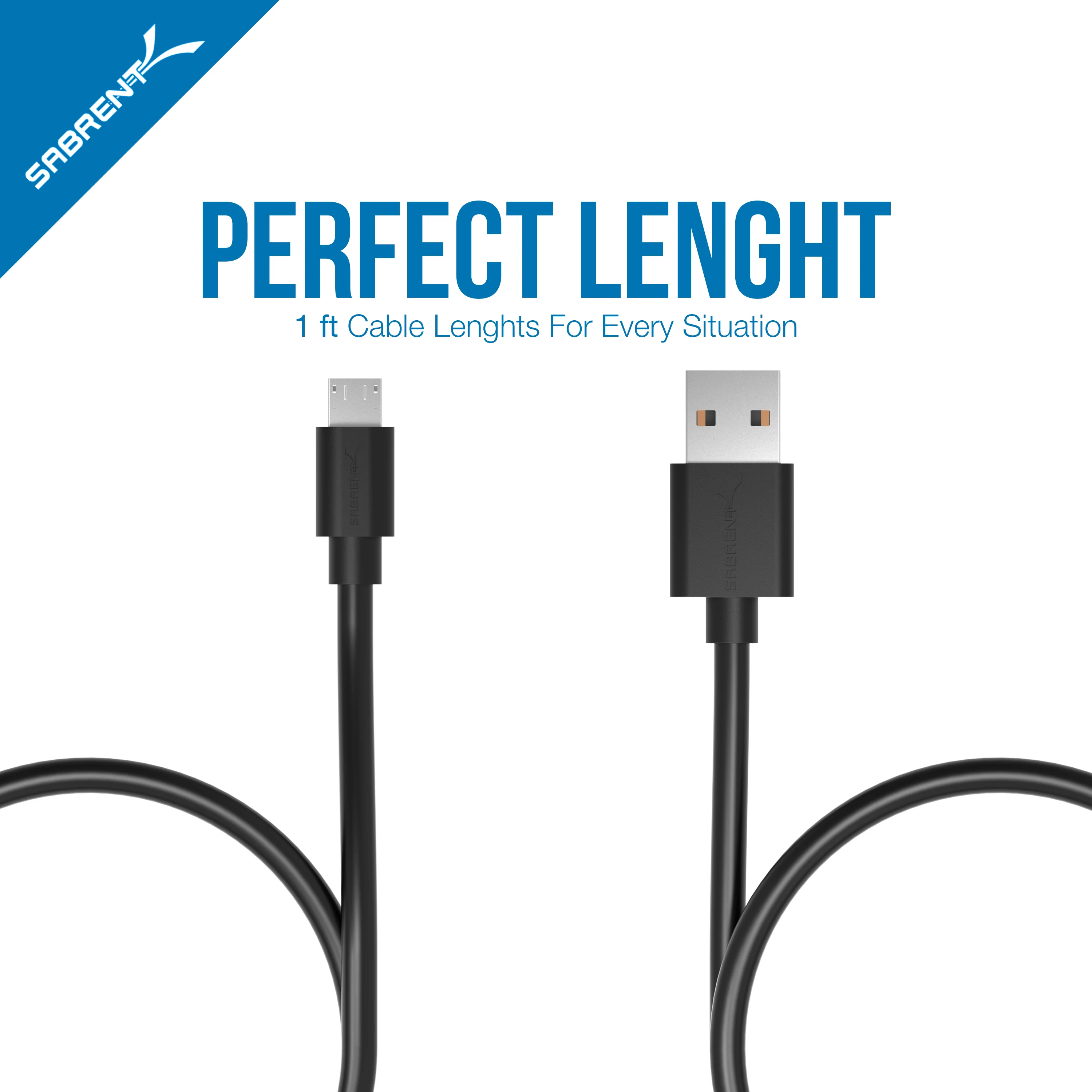 [6-Pack] 22AWG Premium 1ft Micro USB Cables High Speed USB 2.0 A Male to Micro B Sync and Charge Cables [Black] - Image 4