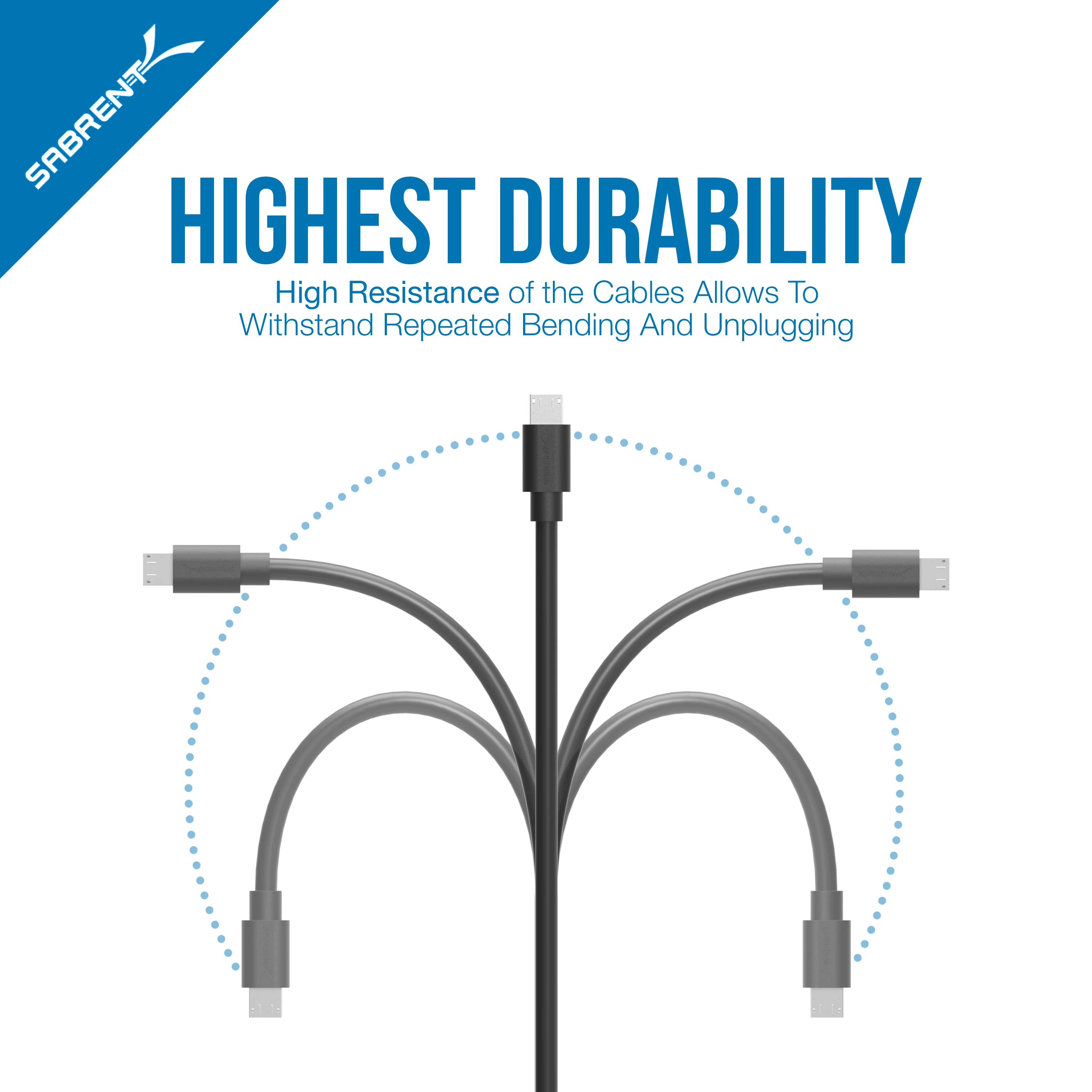 [6-Pack] 22AWG Premium 1ft Micro USB Cables High Speed USB 2.0 A Male to Micro B Sync and Charge Cables [Black] - Image 6