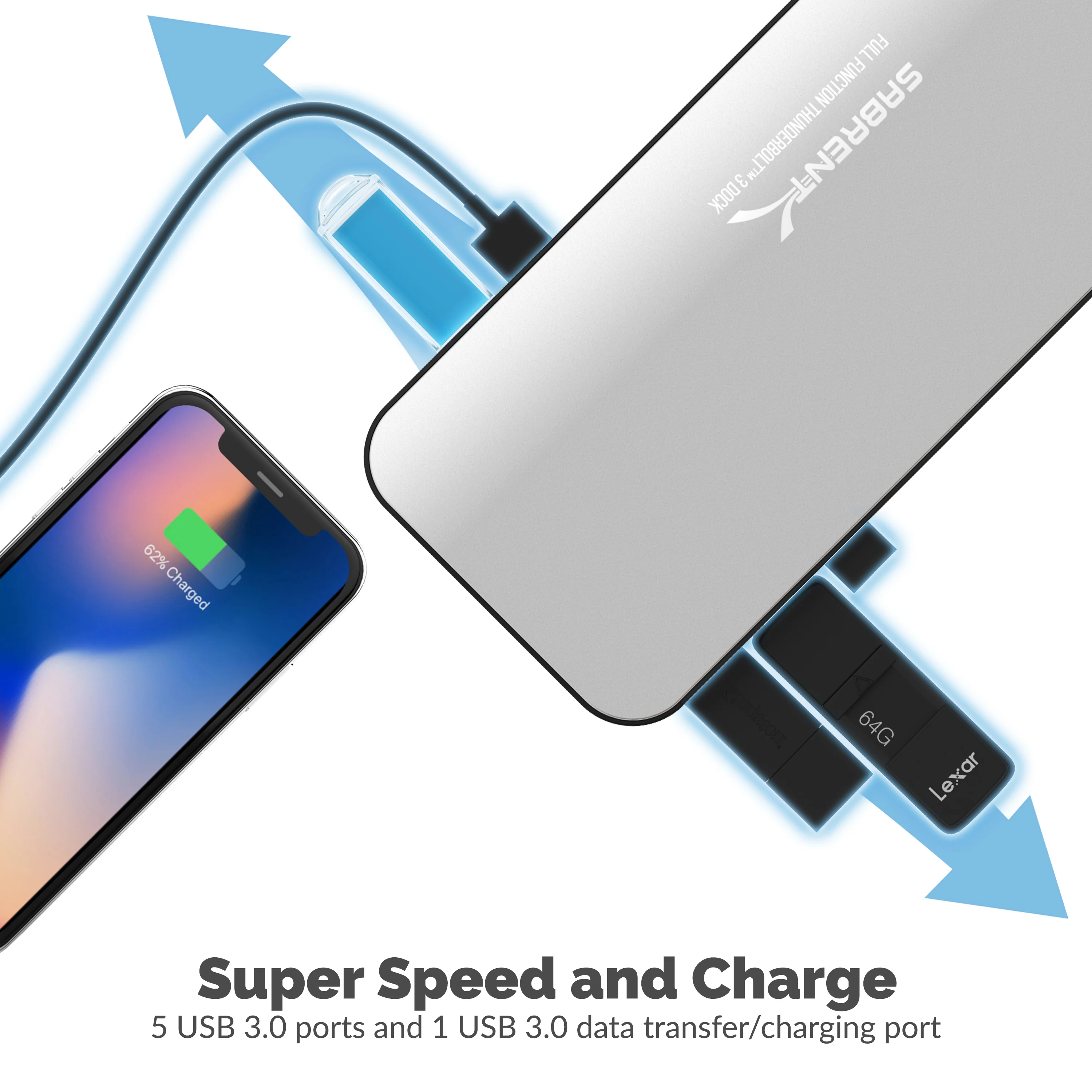 Thunderbolt 3 Docking Station with Power Delivery up to 60W Charging - Dual-4K Display - Image 6