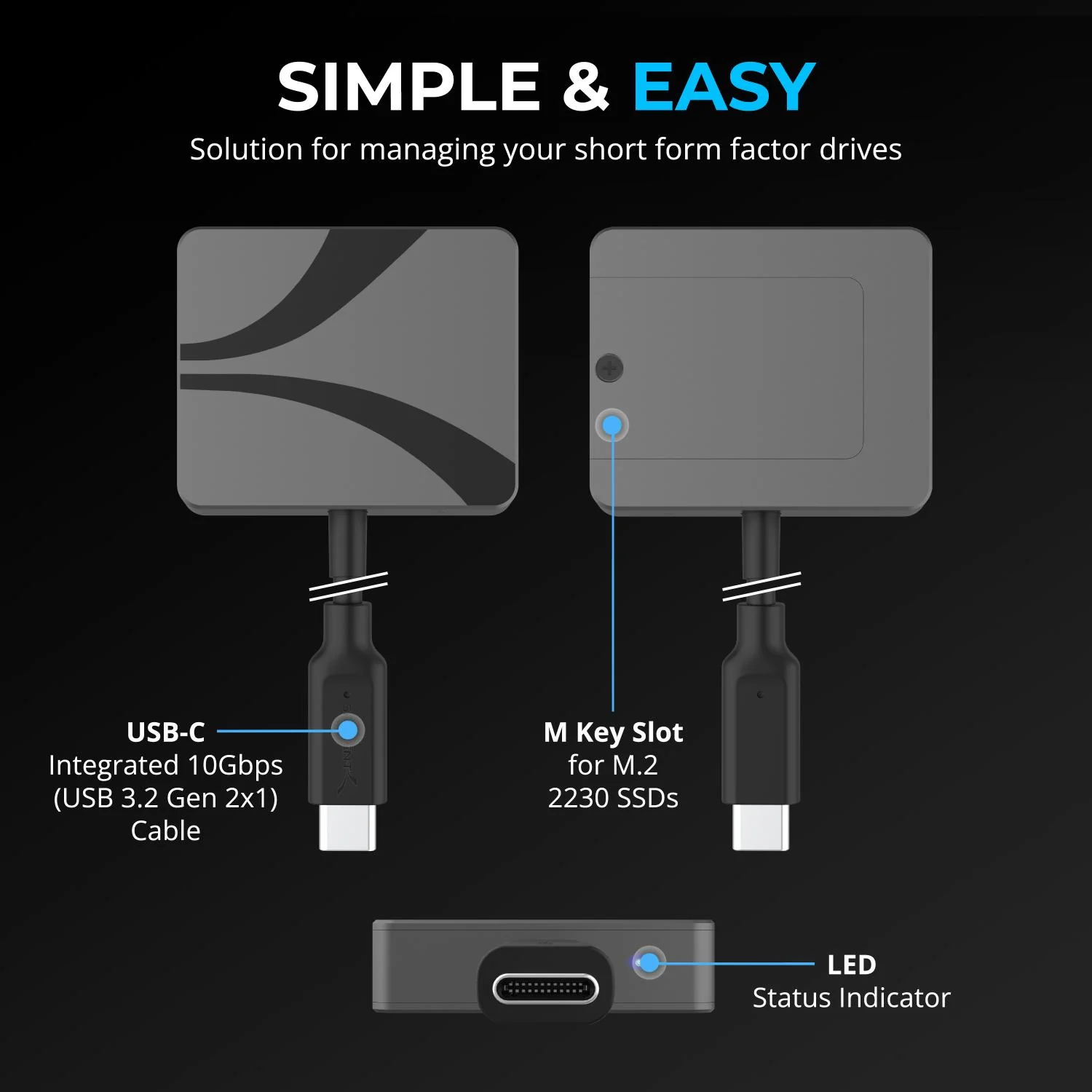 USB-C Enclosure for M.2 2230 PCIe NVMe SSDs - Image 3