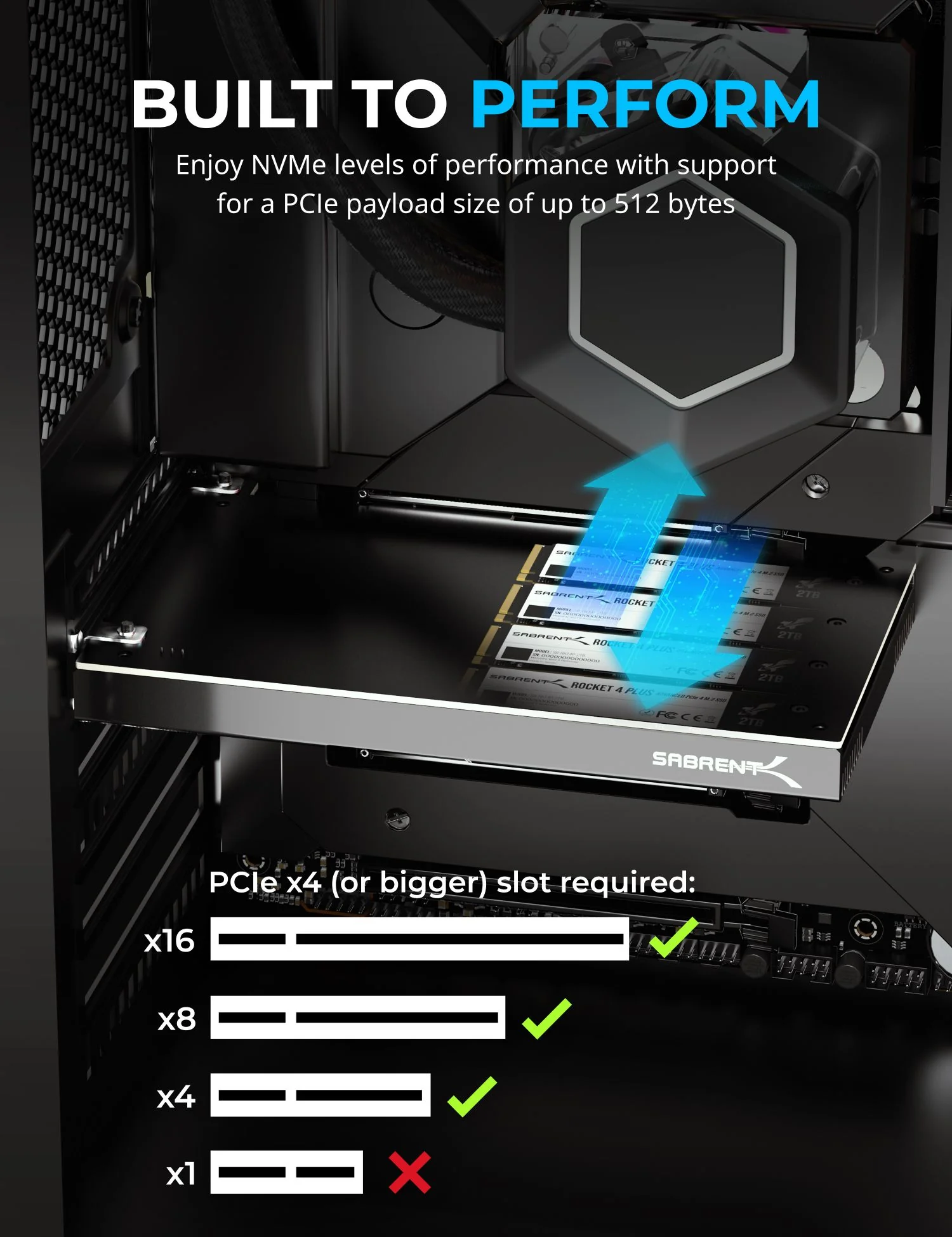 4-Drive M.2 NVMe SSD to PCIe 3.0 x4 Adapter Card - Image 3