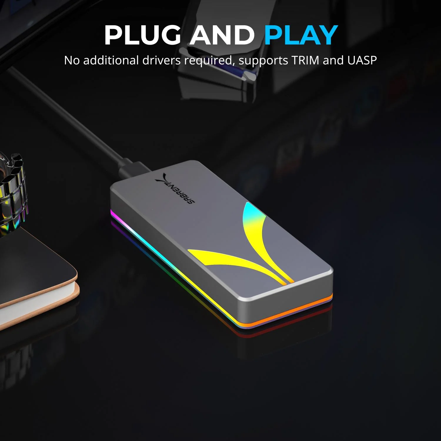 Rocket RGB USB C M.2 SATA/NVMe SSD Enclosure - Image 6