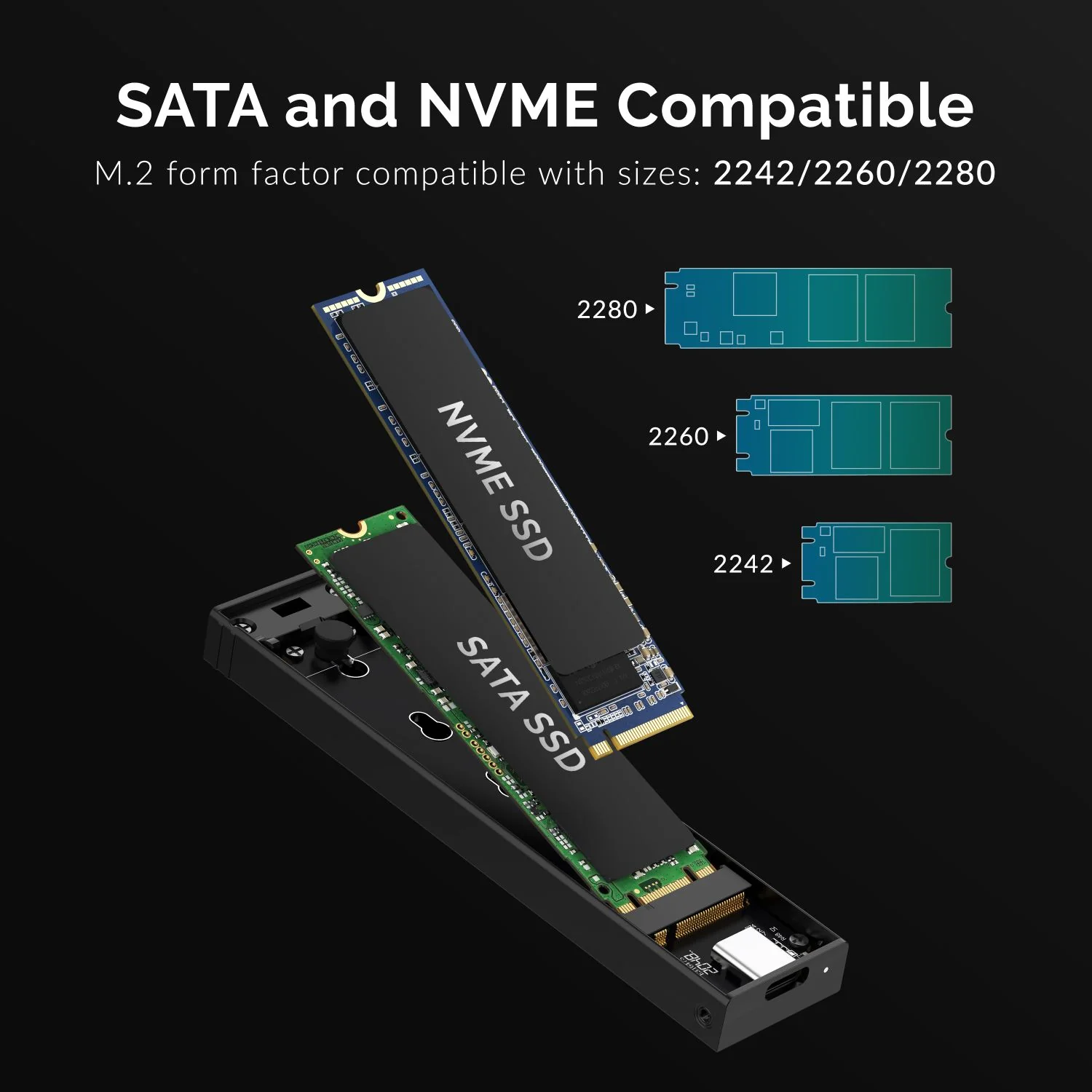 USB 3.2 Type-C Tool-Free Enclosure for M.2 PCIe NVMe and SATA SSDs - Image 6