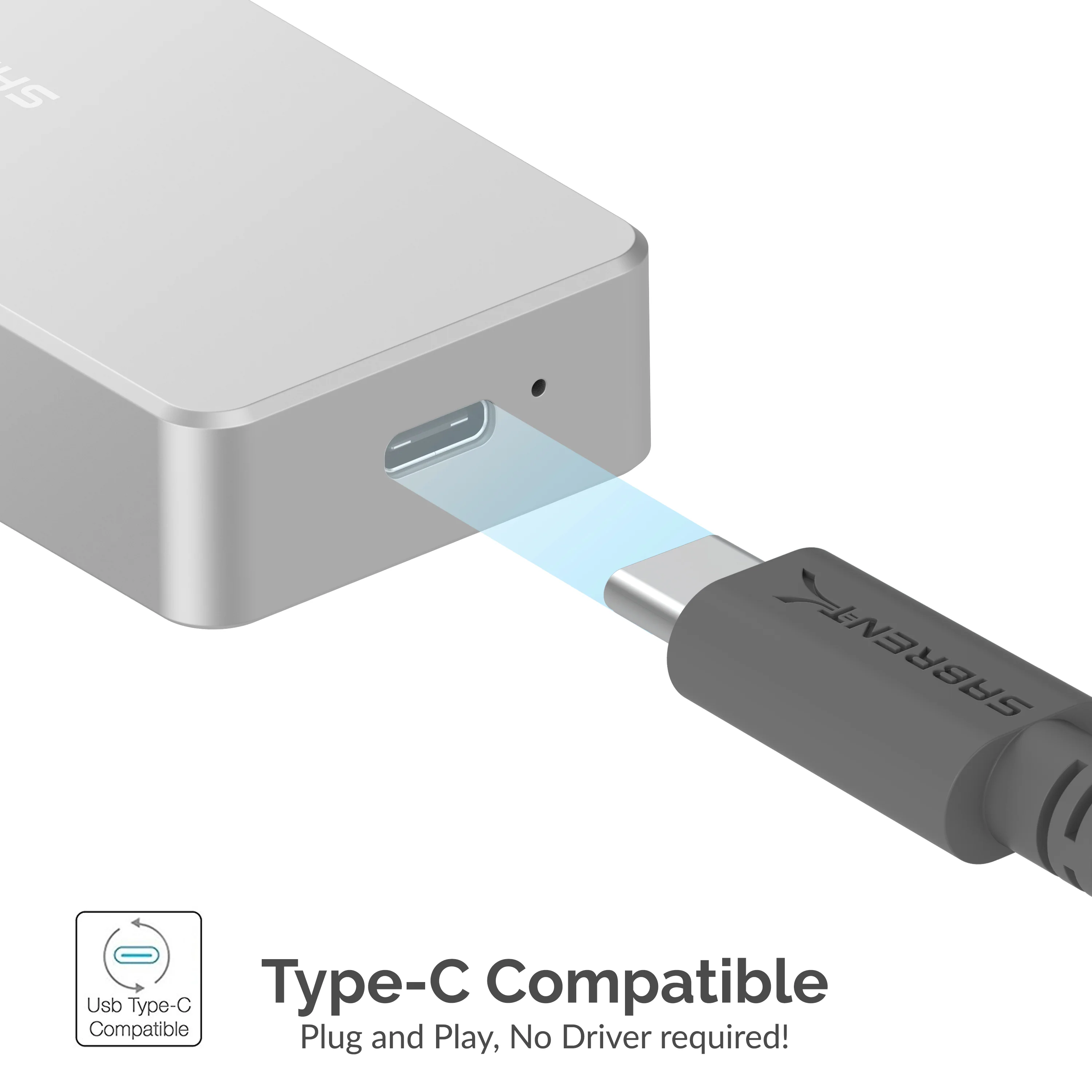 Sabrent USB 3.2 Tool-Free Enclosure for NVMe PCIe M Key M.2 SSD  [SILVER] (EC-TFNE) - Image 4