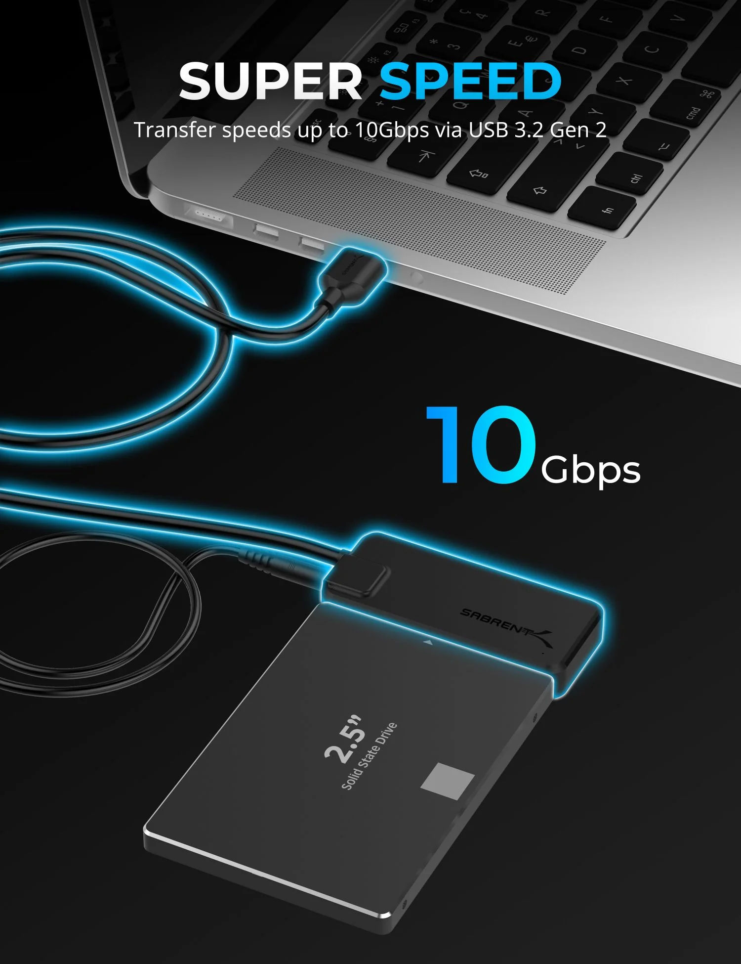 10Gbps USB 3.2 Type-A to SATA/U.2 SSD Adapter Cable - Image 4