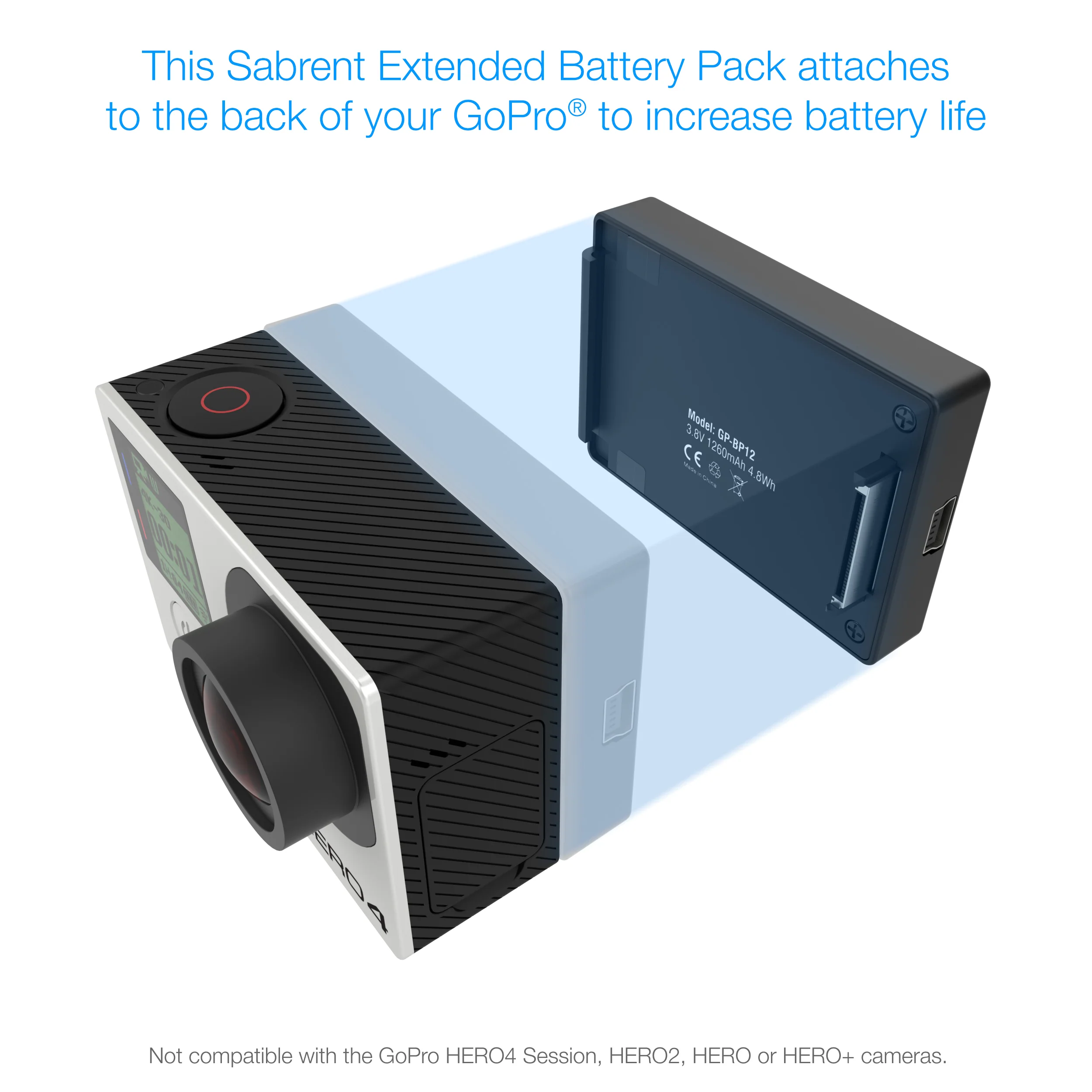 Extended Battery Pack for GoPro HERO4, HERO3+, HERO3 [with Backdoor Housings for HERO4 only] - Image 4