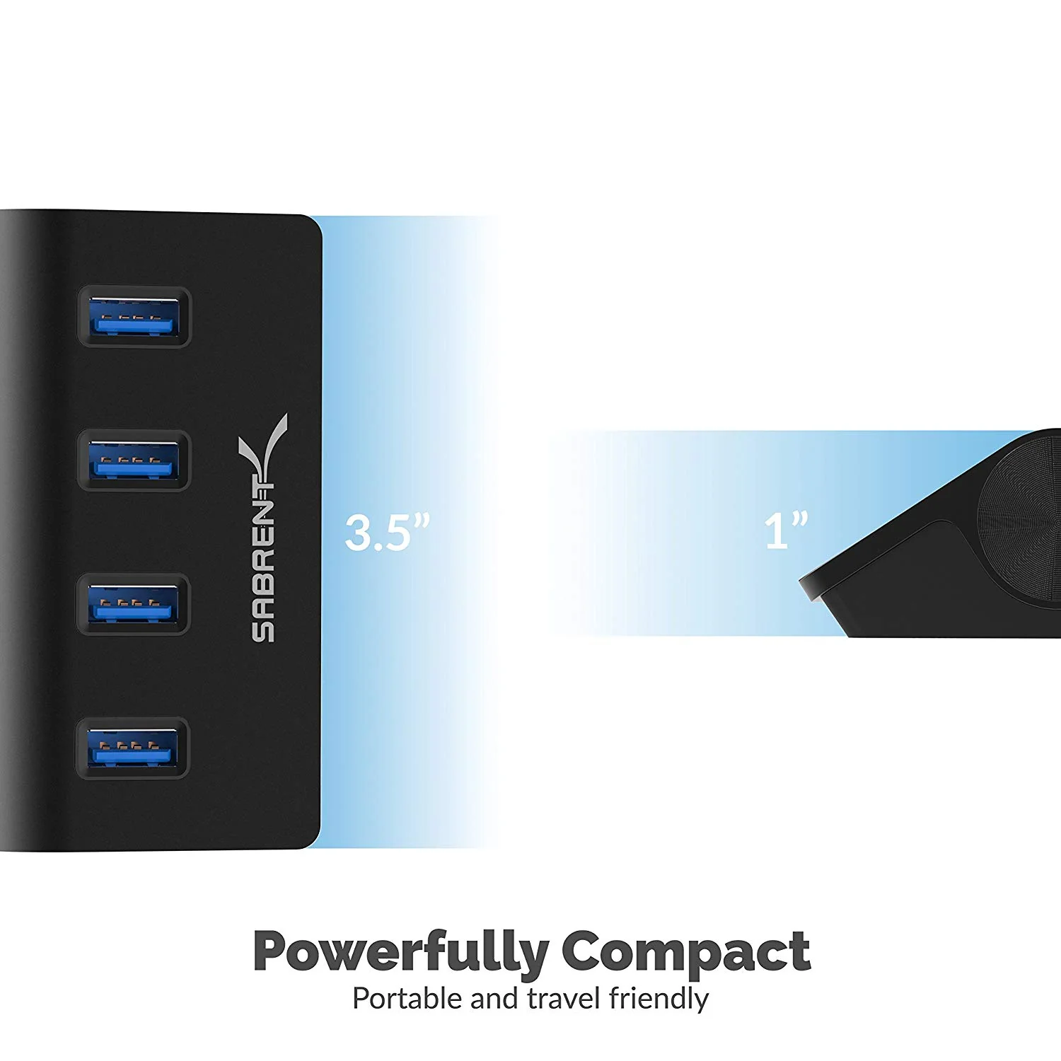 Premium 4 Port Aluminum USB 3.0 Hub (30" Cable) for iMac, MacBook, MacBook Pro, MacBook Air, Mac Mini, or Any PC [Black] 5V/4A Power Adapter Included - Image 7