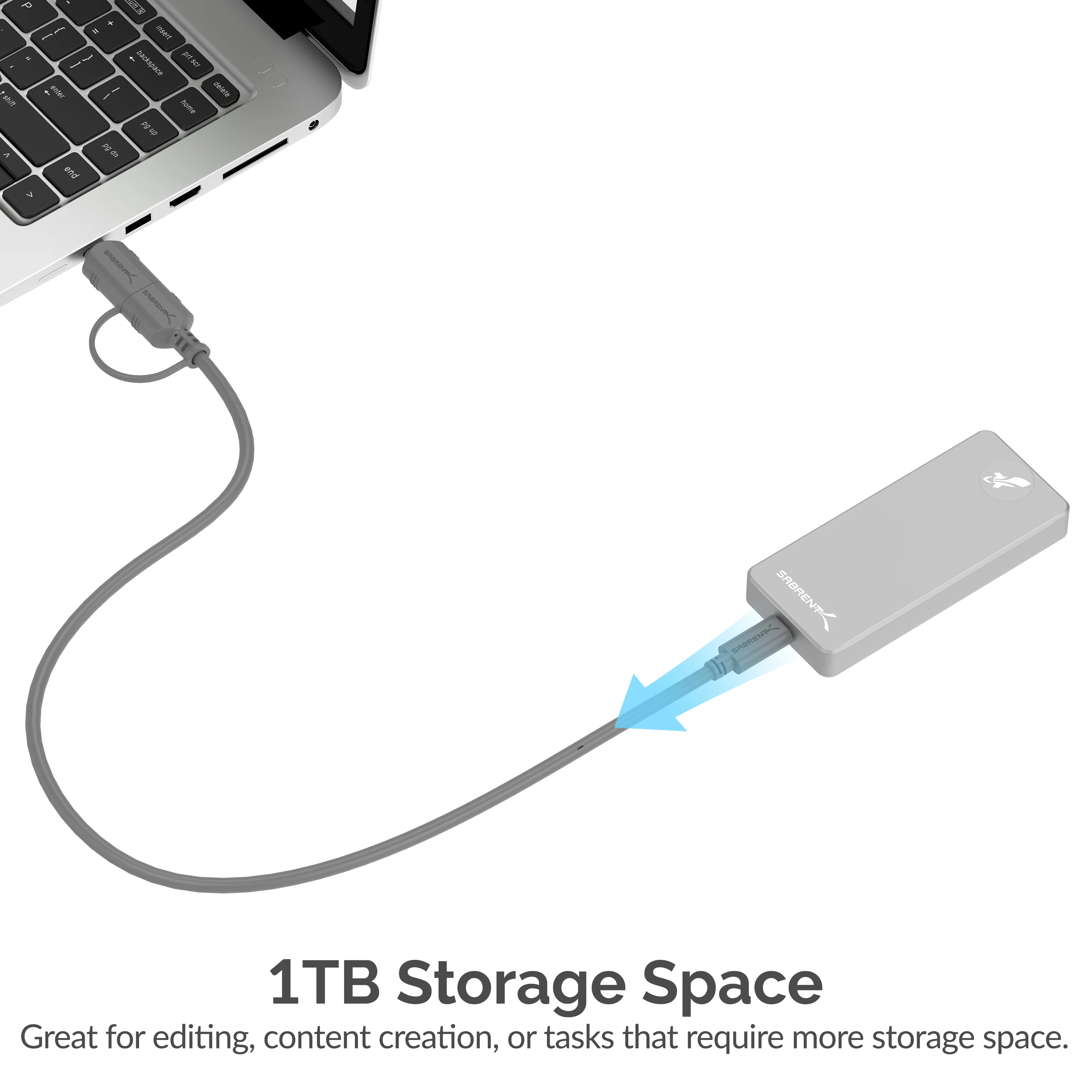 Sabrent Rocket Pro 1TB USB 3.2 External Aluminum SSD (SB-1TB-PRO) - Image 3