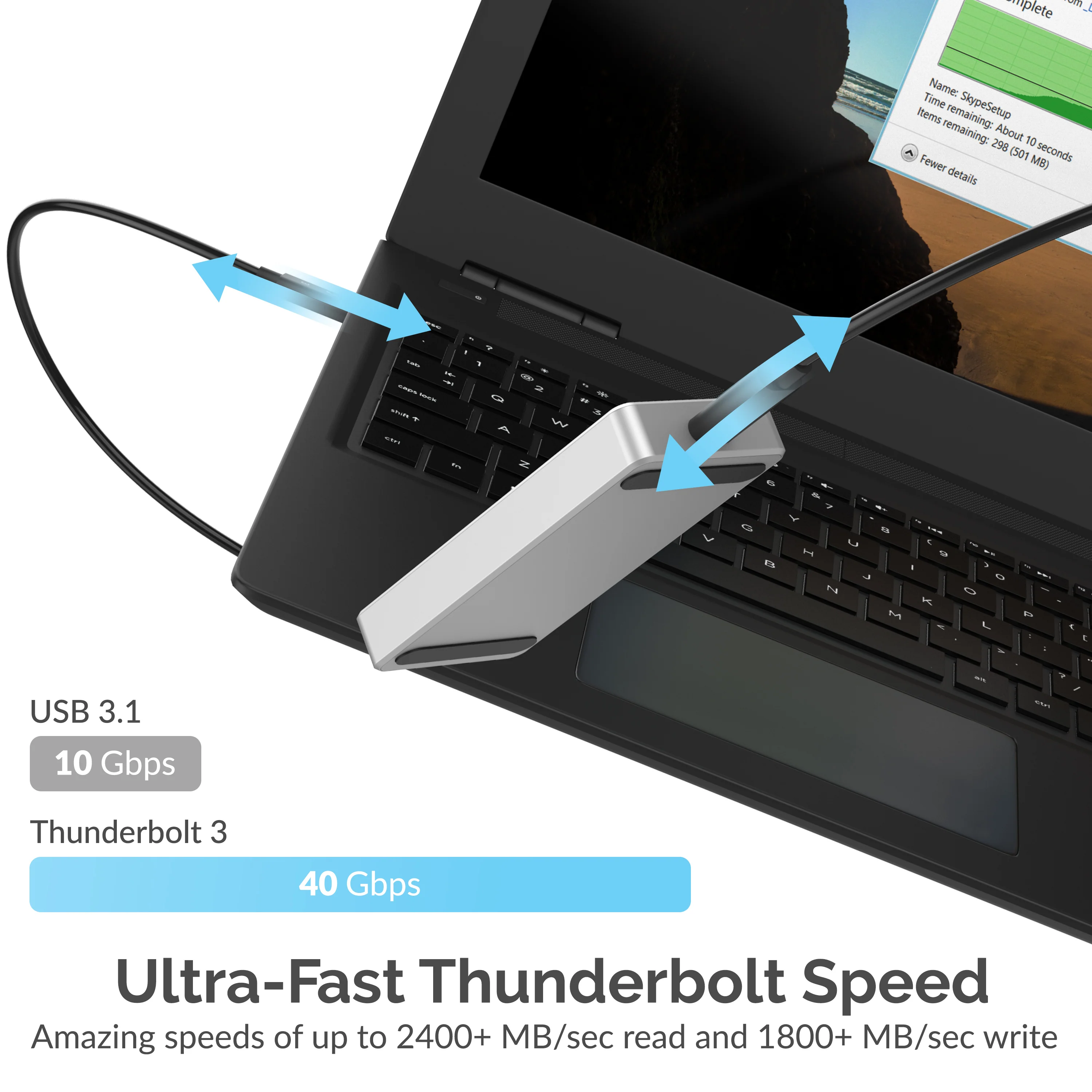 Sabrent Rocket XTRM 4TB Thunderbolt 3 External SSD (Up to 2400MBs/1800MBs R/W) (SB-XTRM-4TB) - Image 4