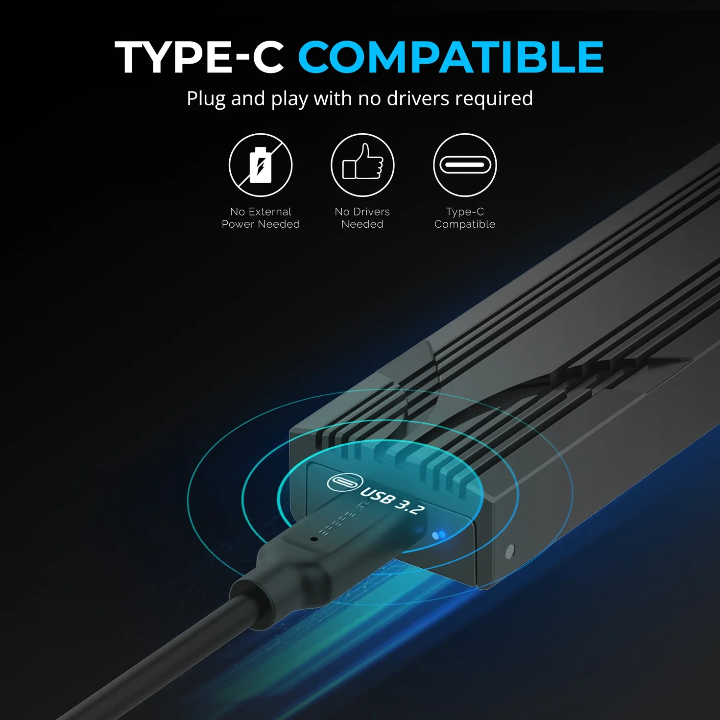 USB 3.2 Type-C Tool-free Enclosure - Image 2